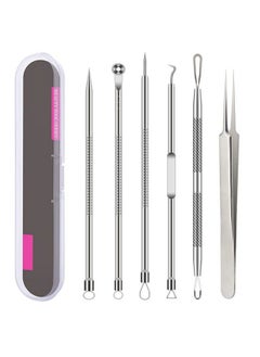 BLAAROOM Pimple Popper Tool Kit 6 Pcs Blackhead Remover Acne Needle Tools Set Removing Treatment Comedone Whitehead Popping Zit For Nose Face Skin Blemish Extractor Tool Silver  - Image 1