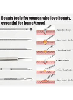 BLAAROOM Pimple Popper Tool Kit 6 Pcs Blackhead Remover Acne Needle Tools Set Removing Treatment Comedone Whitehead Popping Zit For Nose Face Skin Blemish Extractor Tool Silver  - Image 5
