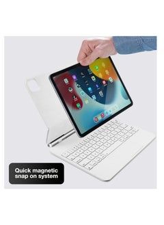 T I G O Magic Arabic and English Keyboard for iPad Pro 11 Inch (M4) 2024, Keyboard Case for iPad Pro 11 M4, Wireless Keyboard with Magic Stand, Multi-Touch Trackpad, Backlit Keys White  - Image 3