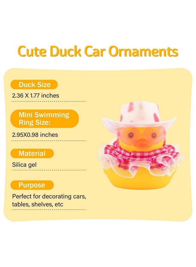 wonuu wonuu Rubber Duck Car Ornaments Duck Car Dashboard Decorations for Cute Car Accessories with Dress Heart Shape Sunglasses, White&Pink-Plaid Skirt  - Image 2