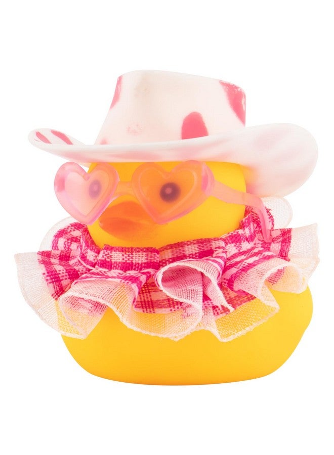 wonuu wonuu Rubber Duck Car Ornaments Duck Car Dashboard Decorations for Cute Car Accessories with Dress Heart Shape Sunglasses, White&Pink-Plaid Skirt  - Image 1