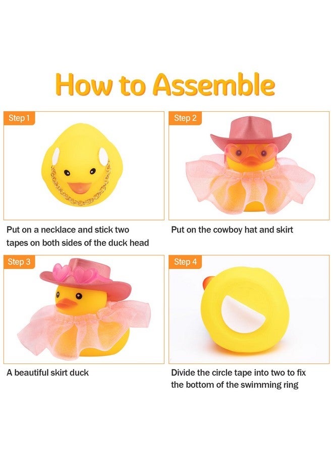 wonuu wonuu Rubber Duck Car Ornaments Duck Car Dashboard Decorations for Cute Car Accessories with Dress Heart Shape Sunglasses, White&Pink-Plaid Skirt  - Image 3