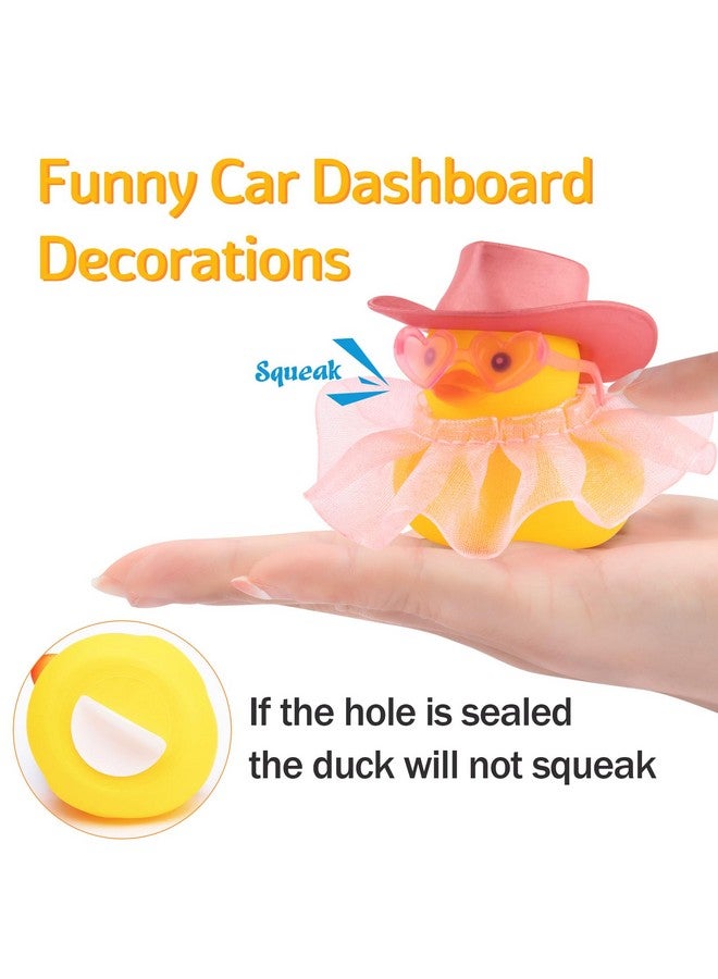 wonuu wonuu Rubber Duck Car Ornaments Duck Car Dashboard Decorations for Cute Car Accessories with Dress Heart Shape Sunglasses, White&Pink-Plaid Skirt  - Image 5