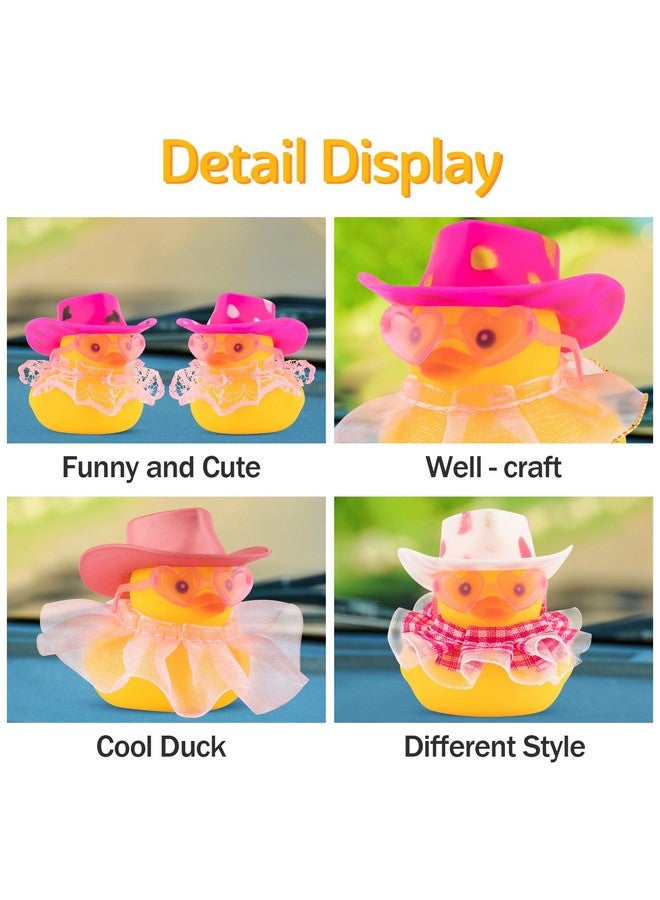 wonuu wonuu Rubber Duck Car Ornaments Duck Car Dashboard Decorations for Cute Car Accessories with Dress Heart Shape Sunglasses, White&Pink-Plaid Skirt  - Image 4