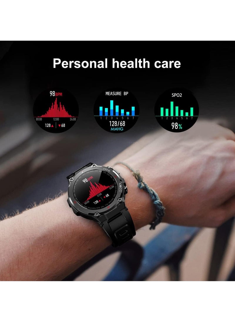 K22 Smart Watch Round Screen Bluetooth Call Outdoor Sports Pedometer Blood Oxygen Blood Pressure Health Monitoring Music Control (Green) - Image 2