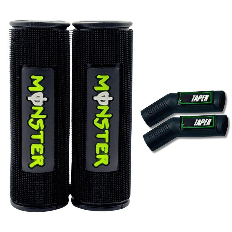 ZENITH Universal Scooty, Motorcycle Soft Rubber Handle Grip Cover & Gear Shift Cover Combo Comfort for Honda Activa,Yamaha, Bajaj, Hero (MONSTER GREEN + GEAR SHIFT COVER 2PC) - Image 1