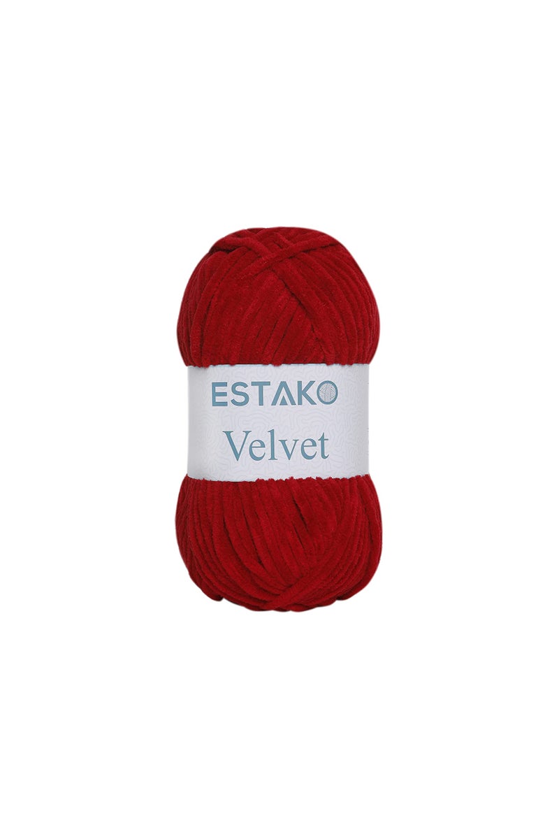Estako Velvet Chenille Blanket amigurumi Yarn for Crocheting and Knitting Super Bulky 100 gr 132 yds 1510  Red