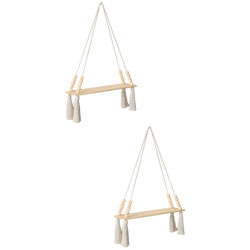 2pcs Wall Hanging Shelf Indoor Rope Plant Pot Storage Rack Bedroom Wall Plant Hanger - Image 1