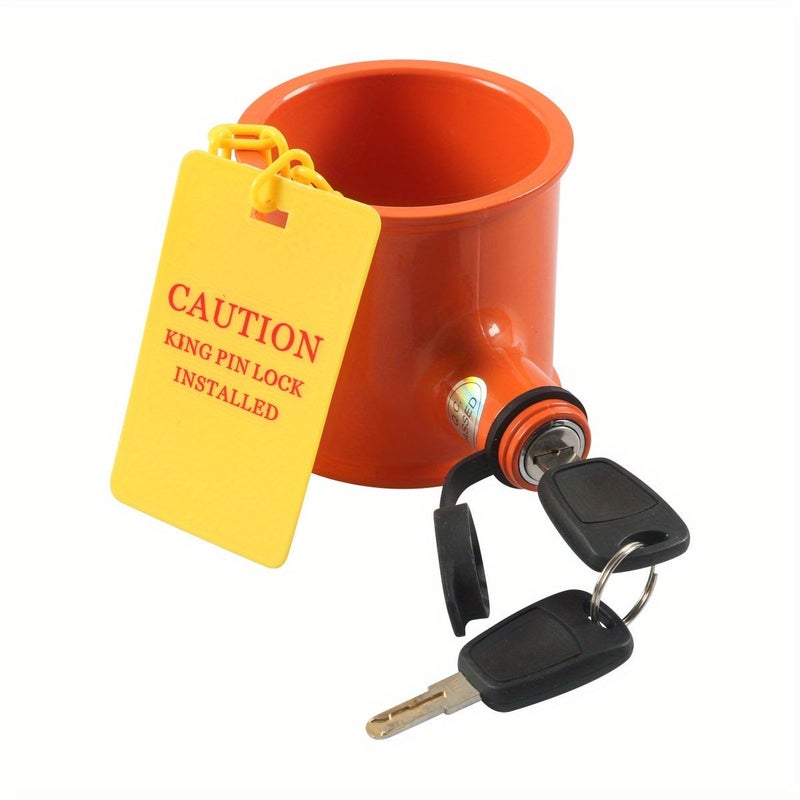 Heavy Duty Aluminum Alloy Anti Theft Trailer Lock With Key Lock Adjustable Orange Cylinder Design For RV Camper Van Secure Entry For Outdoor Storage Camper Accessories Metallic Finish Durable Construction - Image 4