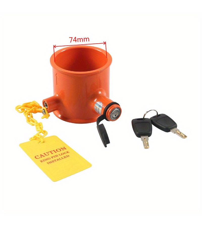 Heavy Duty Aluminum Alloy Anti Theft Trailer Lock With Key Lock Adjustable Orange Cylinder Design For RV Camper Van Secure Entry For Outdoor Storage Camper Accessories Metallic Finish Durable Construction - Image 5