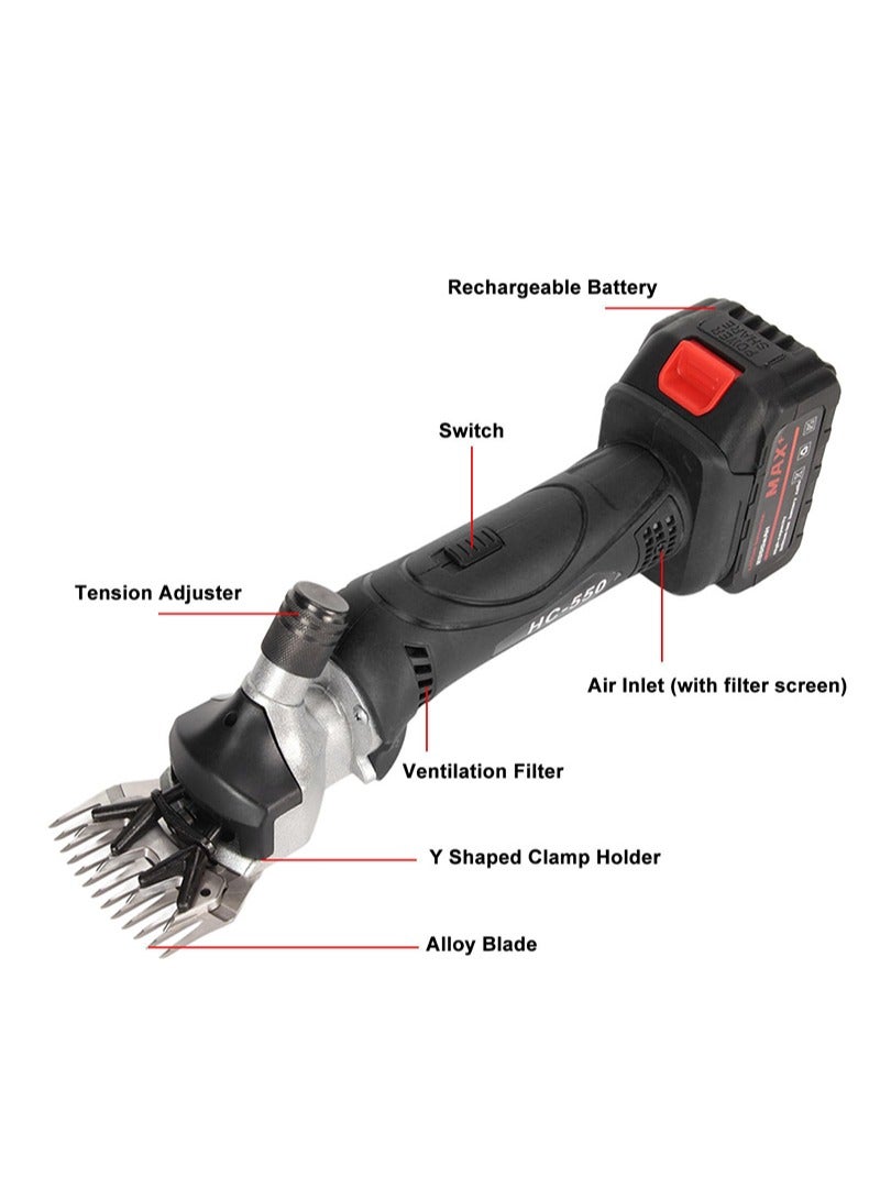 Aikanbo Cordless Wool Shear With 6-Speed Fast And Slow Shifting 2600 Rpm Professional Rechargeable Shearer 21v For Shaving Sheep, Goats, Cows And Other Farm Animals With 1 Lithium Battery  - Image 2