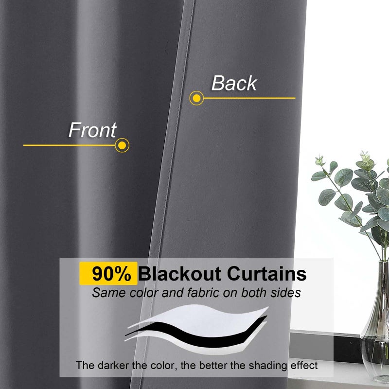 WelvetBLK Grey Blackout Curtains for Bedroom Living Room 63 Inch Length 2 Panels Set, Soft Solid Room Darkening Thermal Insulated Window Treatments, Rod Pocket Dining Room Curtains, Grey, 40" Wx63 L - Image 3