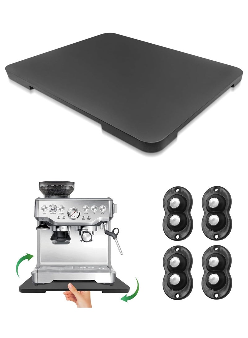 LOOPITYS Appliance Slider 360° Rolling Tray for Coffee Maker- Bamboo Coffee Pot Slider Tray for Countertop Rotation Sliding Tray with Wheels, Kitchen Appliances Mat Easily from Under The Cabinet (13.7"×16.7") - Image 1