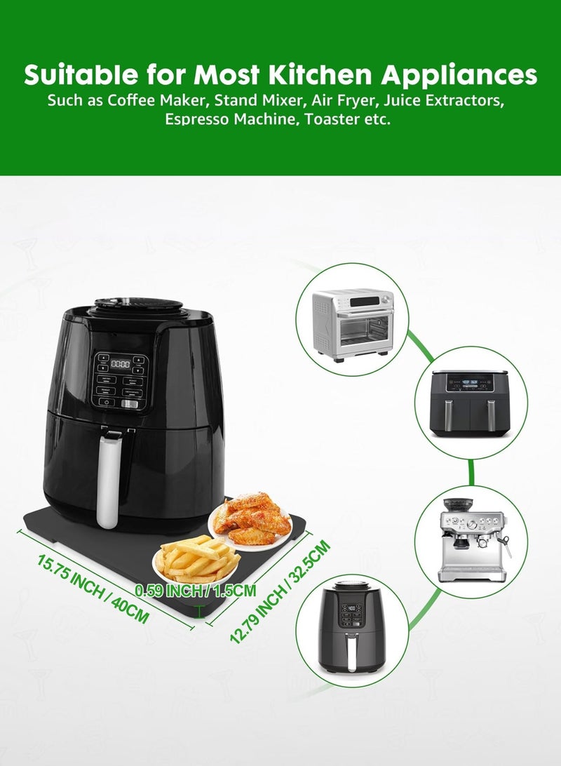 LOOPITYS Appliance Slider 360° Rolling Tray for Coffee Maker- Bamboo Coffee Pot Slider Tray for Countertop Rotation Sliding Tray with Wheels, Kitchen Appliances Mat Easily from Under The Cabinet (13.7"×16.7") - Image 2