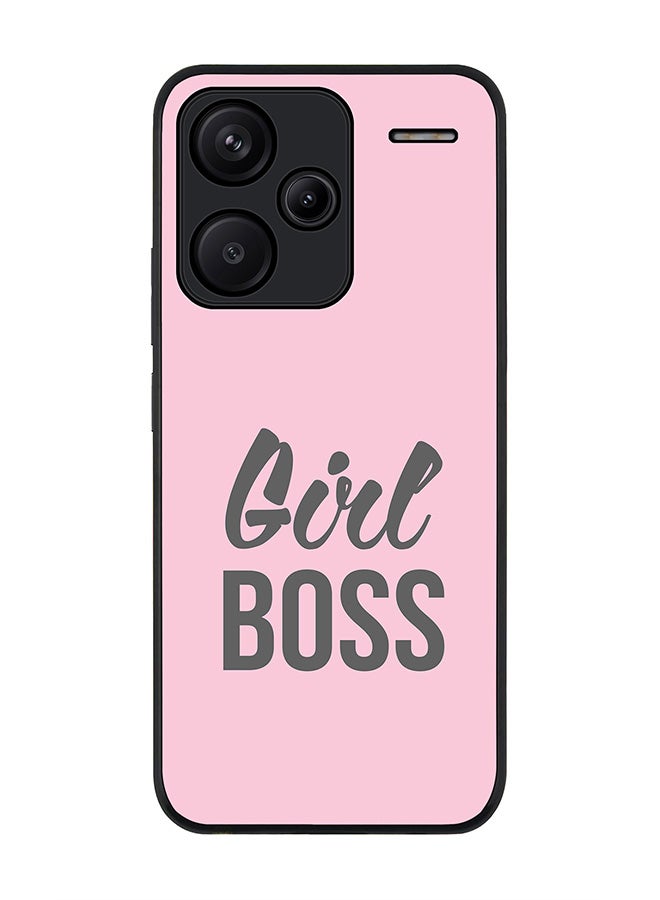 Stylizedd Rugged Black Edge Case for Xiaomi Redmi Note 13 Pro Plus, Slim fit Flexible Anti Drop Thin Cover-  Girl Boss (Pink) - Image 1