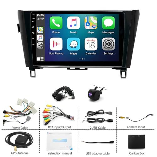 moseiny 10" Double Din Car Stereo Radio for Nissan Rogue X-Trail 2014 2015 2016 2017 2018 2019 Android 14 Car Radio Screen for Nissan Qashqai 2017-2019 with Wireless Carplay Android GPS Navigation 2+32G - Image 5