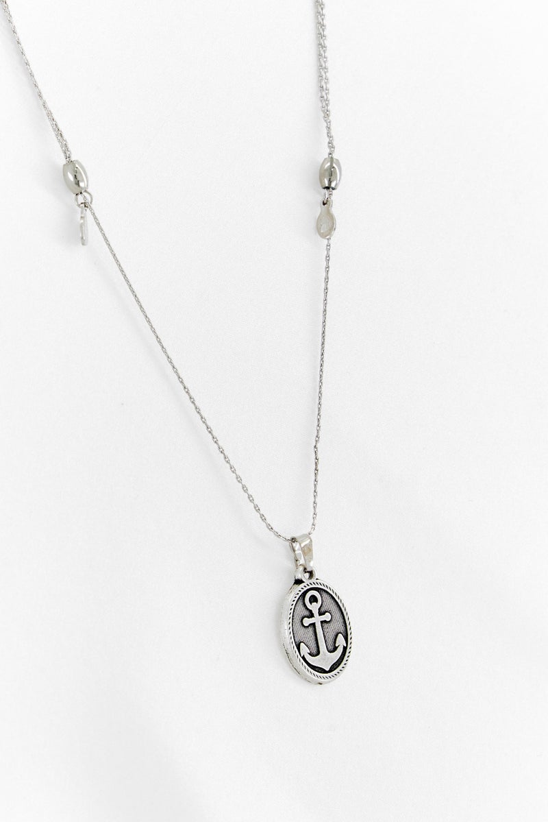 ALEX AND ANI Women Anchor Charm Expandable Necklace, Sliver  - Image 1