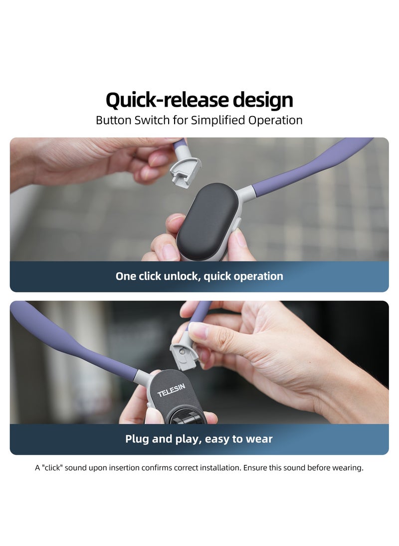 TELESIN - Magnetic Neck Mount for Phones, Cell Phone Holder Stand Hanging on Neck POV/Vlog Selfie Hand Free Necklace Phone Strap Video Recording for iPhone 15 14 13 12 Series Android Phones (Purple) - Image 1