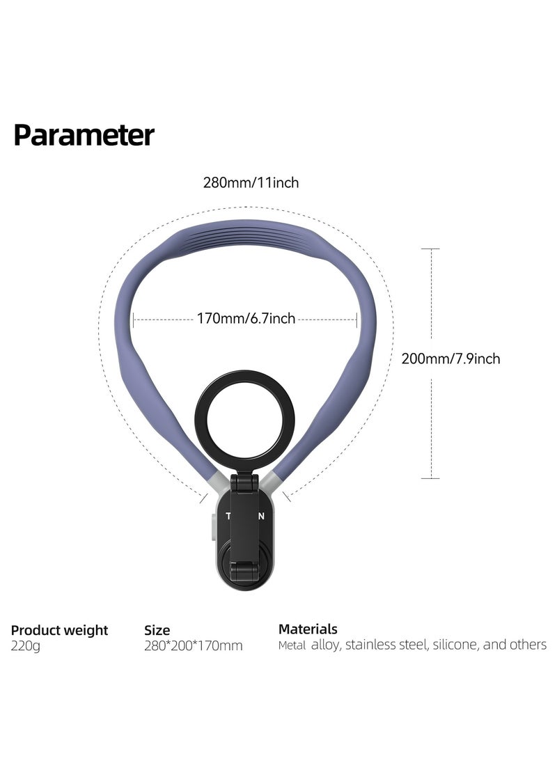 TELESIN - Magnetic Neck Mount for Phones, Cell Phone Holder Stand Hanging on Neck POV/Vlog Selfie Hand Free Necklace Phone Strap Video Recording for iPhone 15 14 13 12 Series Android Phones (Purple) - Image 1