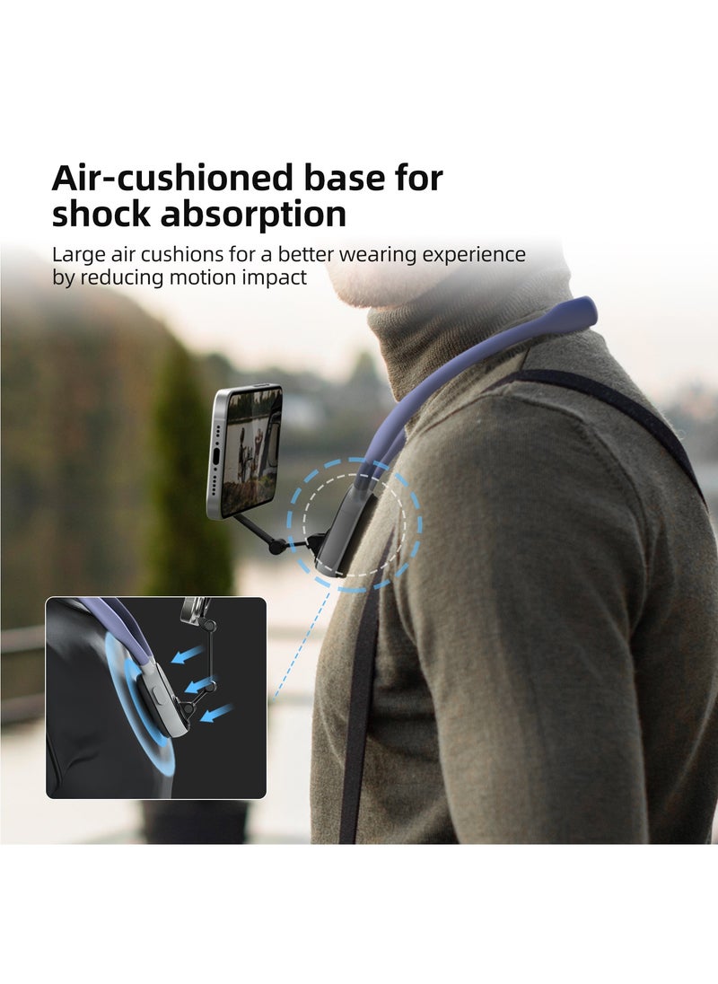 TELESIN - Magnetic Neck Mount for Phones, Cell Phone Holder Stand Hanging on Neck POV/Vlog Selfie Hand Free Necklace Phone Strap Video Recording for iPhone 15 14 13 12 Series Android Phones (Purple) - Image 1