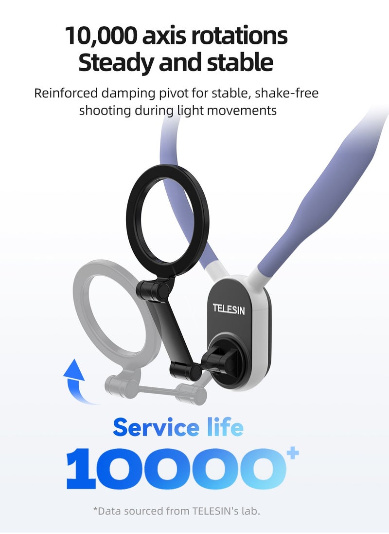 TELESIN - Magnetic Neck Mount for Phones, Cell Phone Holder Stand Hanging on Neck POV/Vlog Selfie Hand Free Necklace Phone Strap Video Recording for iPhone 15 14 13 12 Series Android Phones (Purple) - Image 1
