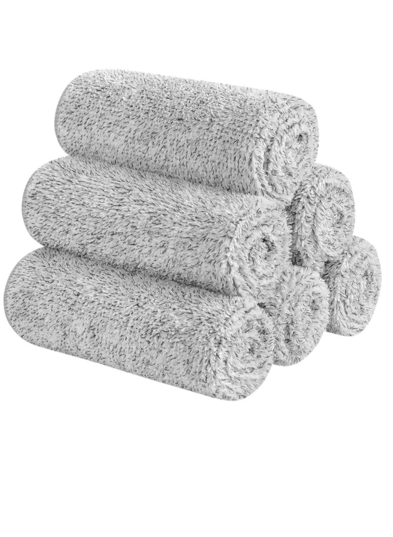 Sinland منشفة وجه ميكروفايبر من SINLAND فائقة النعومة، قماش غسل الوجه، قماش للوجه للاستحمام 12 إنش × 12 إنش 6 عبوات رمادي - Image 1