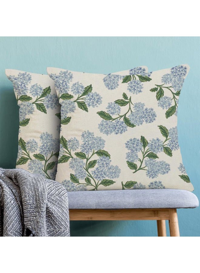 AEIOAE Spring Pillow Covers 20x20 Inch Set of 2, Green Blue Hydrangea Flower Throw Pillows Case,Floral Summer Outdoor Seasonal Decorative Farmhouse Decor Cushion Covers for Home Sofa Bed Couch - Image 2