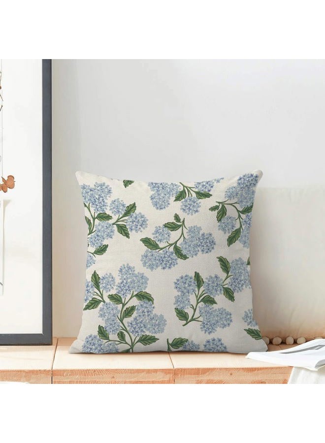 AEIOAE Spring Pillow Covers 20x20 Inch Set of 2, Green Blue Hydrangea Flower Throw Pillows Case,Floral Summer Outdoor Seasonal Decorative Farmhouse Decor Cushion Covers for Home Sofa Bed Couch - Image 3