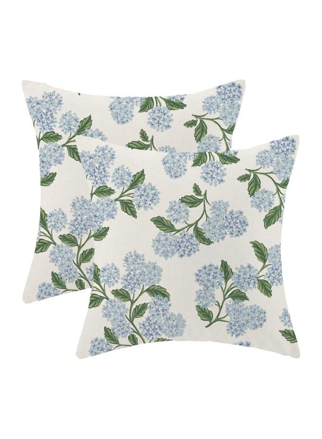 AEIOAE Spring Pillow Covers 20x20 Inch Set of 2, Green Blue Hydrangea Flower Throw Pillows Case,Floral Summer Outdoor Seasonal Decorative Farmhouse Decor Cushion Covers for Home Sofa Bed Couch - Image 1