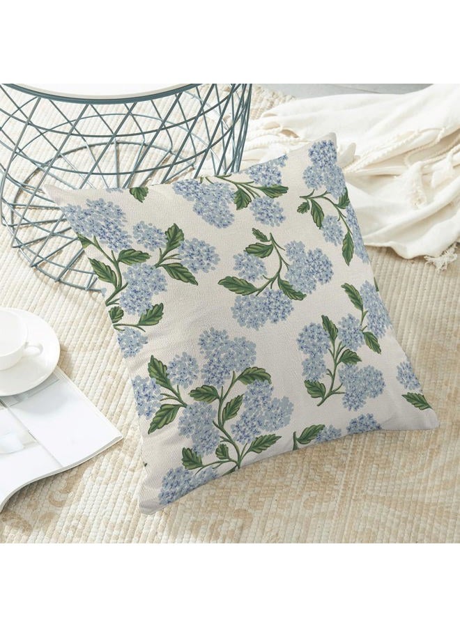 AEIOAE Spring Pillow Covers 20x20 Inch Set of 2, Green Blue Hydrangea Flower Throw Pillows Case,Floral Summer Outdoor Seasonal Decorative Farmhouse Decor Cushion Covers for Home Sofa Bed Couch - Image 4