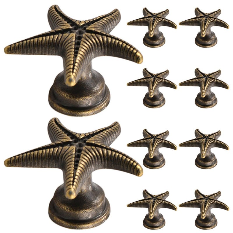 Vintage Sea Star Cabinet Knobs 10pcs Small Drawer Handles Single Hole Furniture Pulls - Image 2