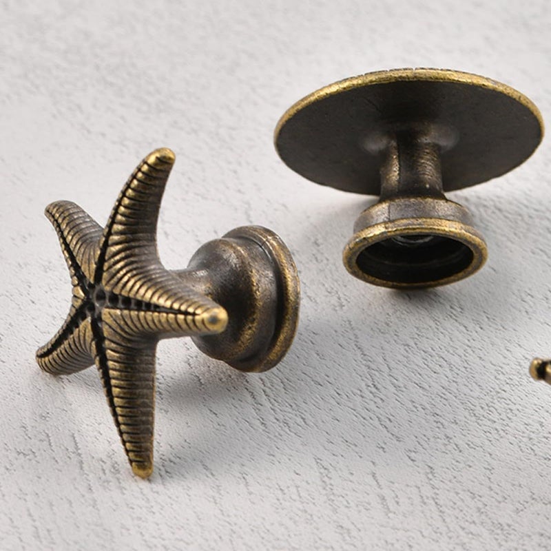 Vintage Sea Star Cabinet Knobs 10pcs Small Drawer Handles Single Hole Furniture Pulls - Image 5
