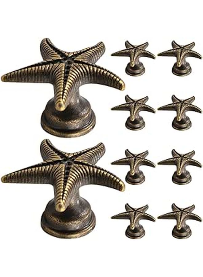 Vintage Sea Star Cabinet Knobs 10pcs Small Drawer Handles Single Hole Furniture Pulls - Image 1