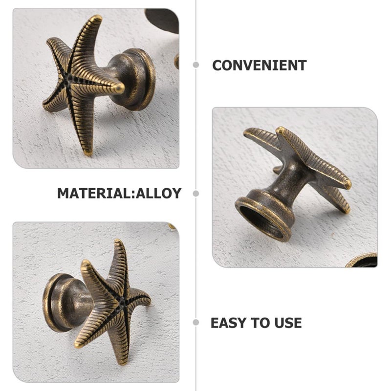 Vintage Sea Star Cabinet Knobs 10pcs Small Drawer Handles Single Hole Furniture Pulls - Image 4