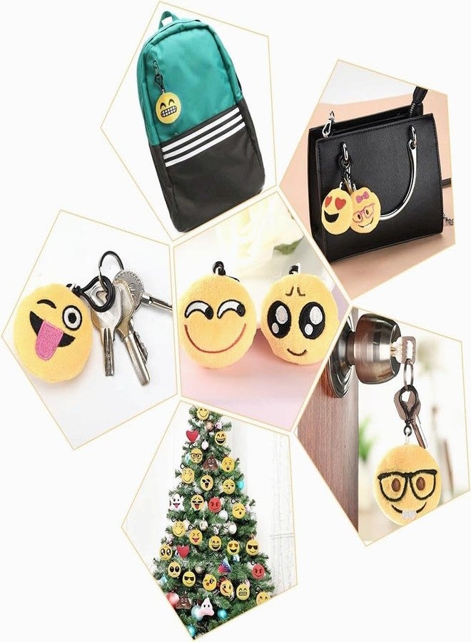 OHill 60 Pack Mini Plush Emoticon Keychain Mini Pillows Key Ring for Birthday Event Party Favors Supplies - Image 3