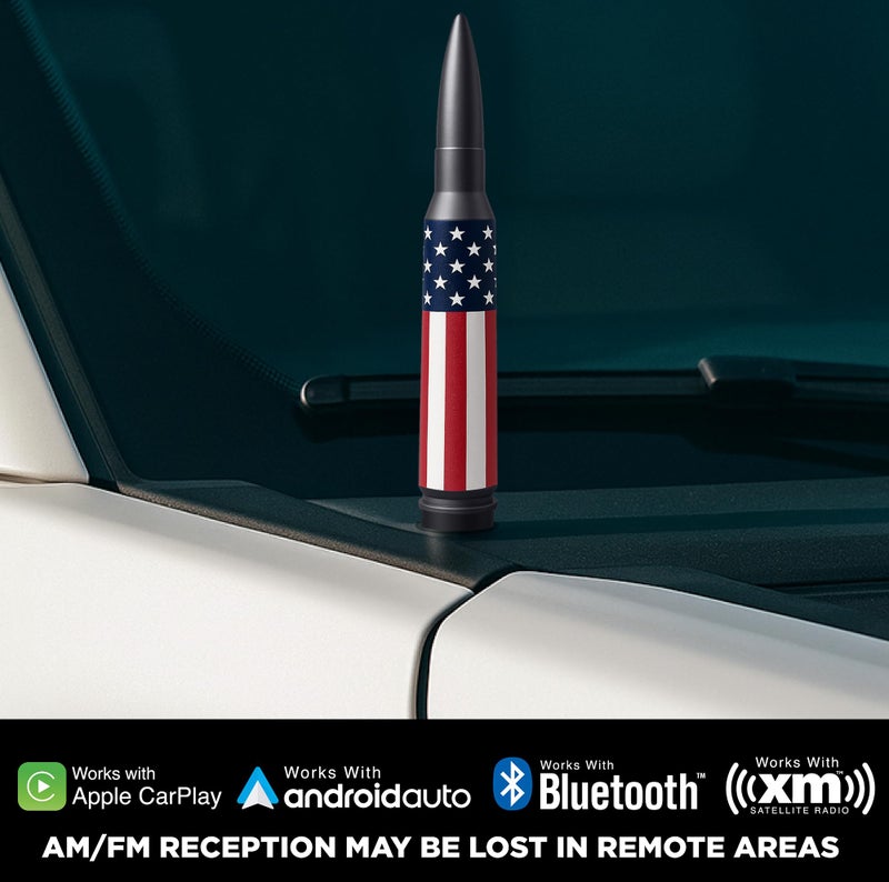 EcoAuto Bullet Antenna Replacement for Dodge Ram & Ford F150 F250 F350 Super Duty Ford Raptor Bronco Trucks - Anti-Theft Design - Radio Antenna for Truck 1990 - Current (American Flag) - Image 4