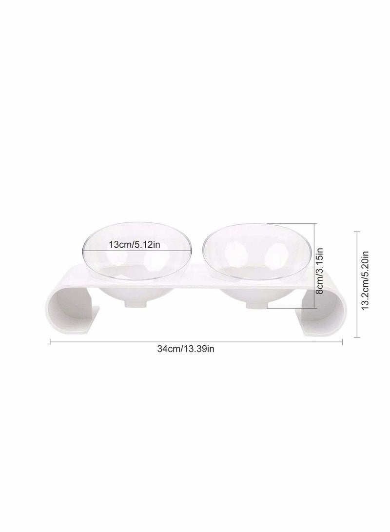KASTWAVE Double Cat Bowls 15°Tilted Platform Cat Bowl Feeder, Detachable Dish Bowl Raised Stand Transparent Durable Anti-spill Adjustable Dog Cat Bowls for... - Image 5