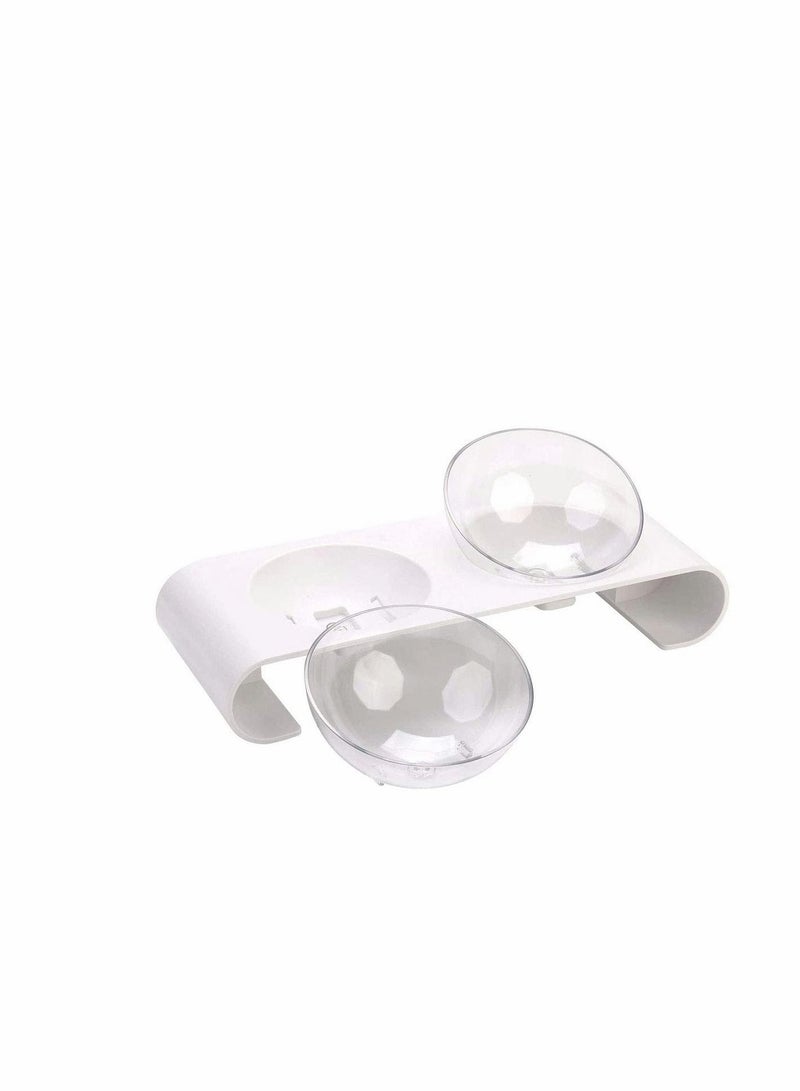 KASTWAVE Double Cat Bowls 15°Tilted Platform Cat Bowl Feeder, Detachable Dish Bowl Raised Stand Transparent Durable Anti-spill Adjustable Dog Cat Bowls for... - Image 4
