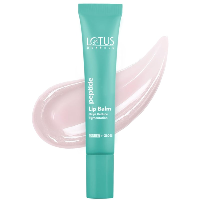 LOTUS HERBALS Lotus Herbals Peptide Lip Balm with SPF 15 for Dry and Chapped Lips Repairs and Plumps Skin Glossy Finish With Hyaluronic Acid and Vitamin E No Tint Vanilla Scent Vegan For Men and Women Transparent 10gm  - Image 1