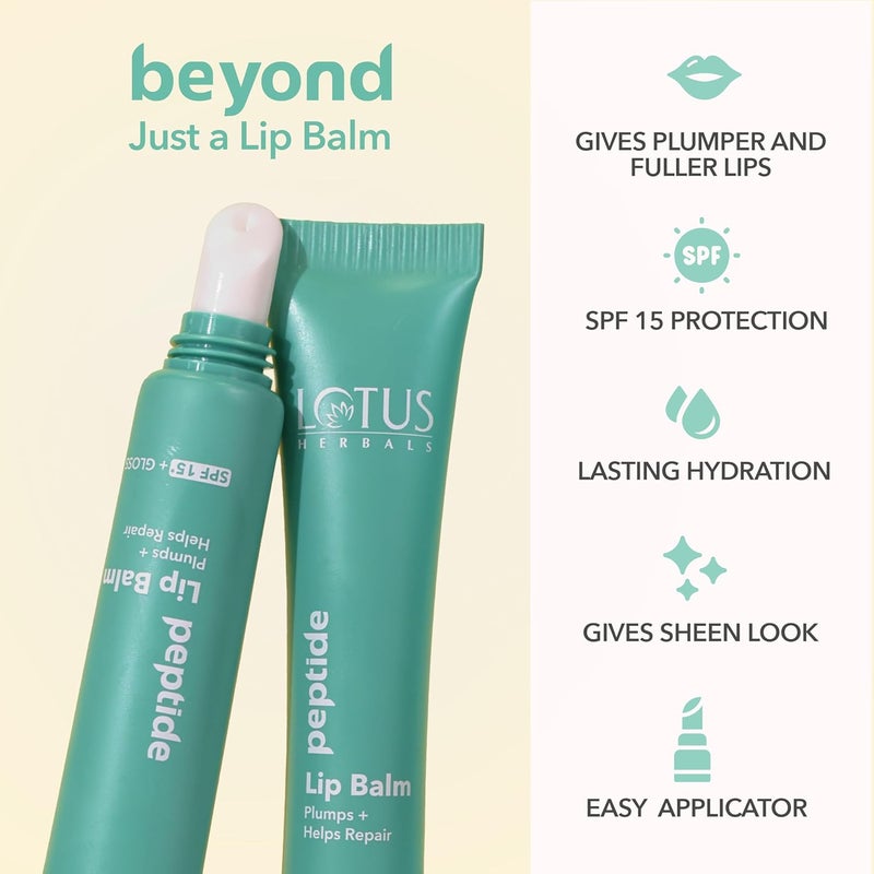 LOTUS HERBALS Lotus Herbals Peptide Lip Balm with SPF 15 for Dry and Chapped Lips Repairs and Plumps Skin Glossy Finish With Hyaluronic Acid and Vitamin E No Tint Vanilla Scent Vegan For Men and Women Transparent 10gm  - Image 4