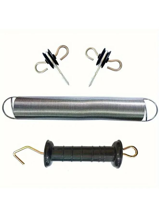 طقم بوابة سياج كهربائي ثقيل أسود 5 أمتار مع نابض شد ومقبض معزول - Image 5