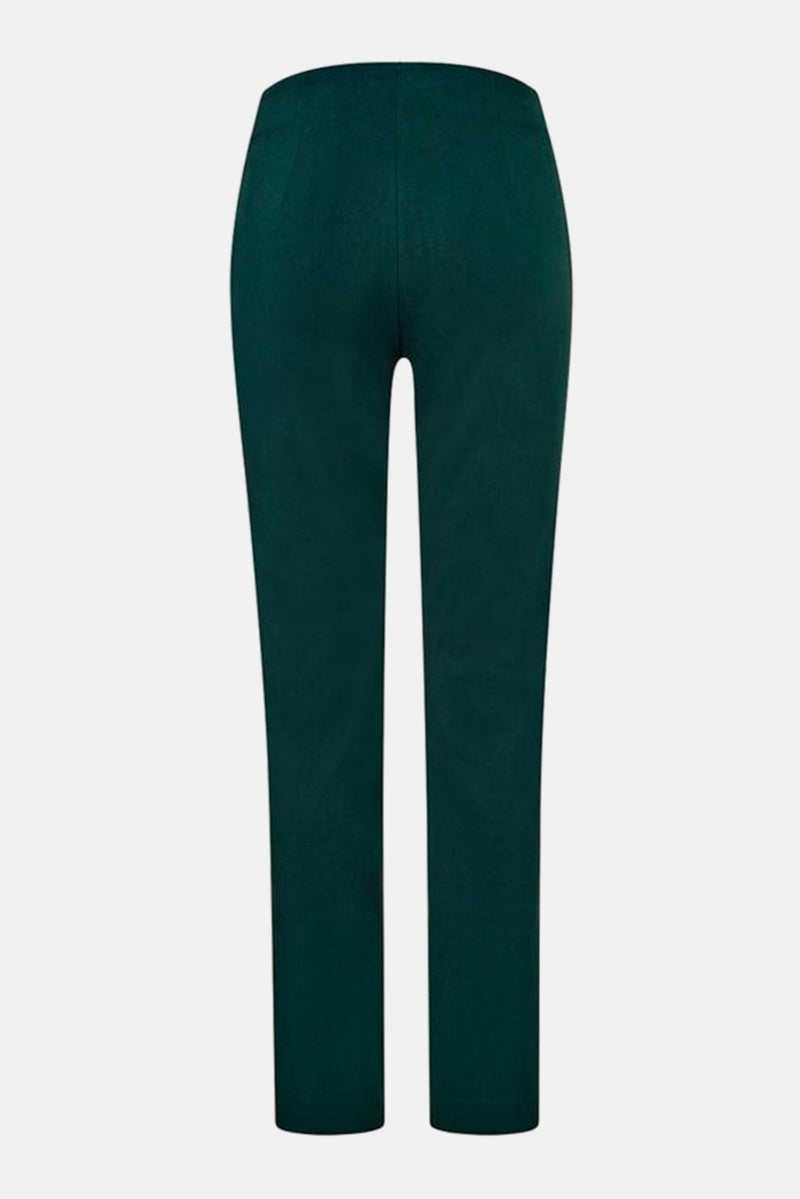 Tchibo Women Slim Fit Solid Straight Pants, Dark Green - Image 3