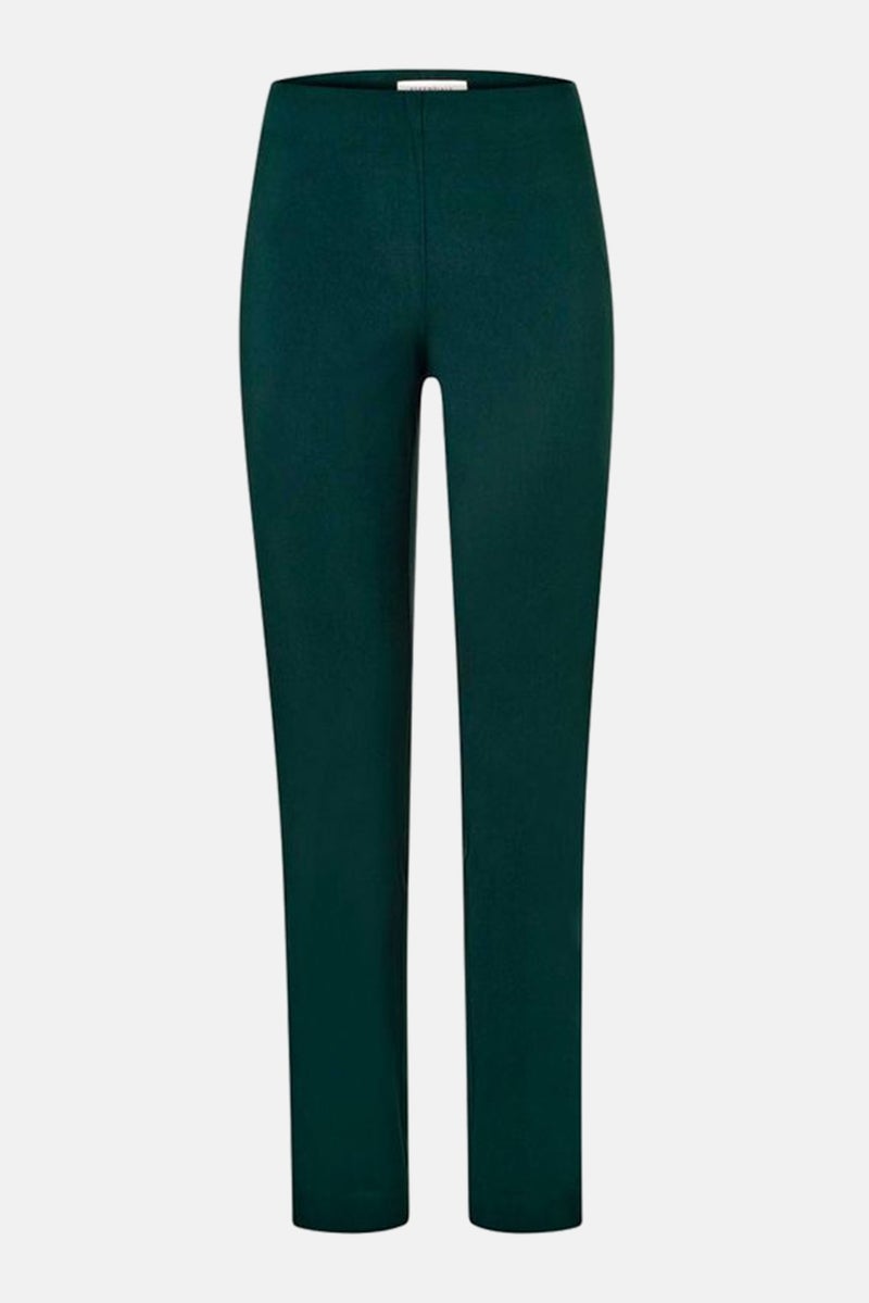 Tchibo Women Slim Fit Solid Straight Pants, Dark Green - Image 2