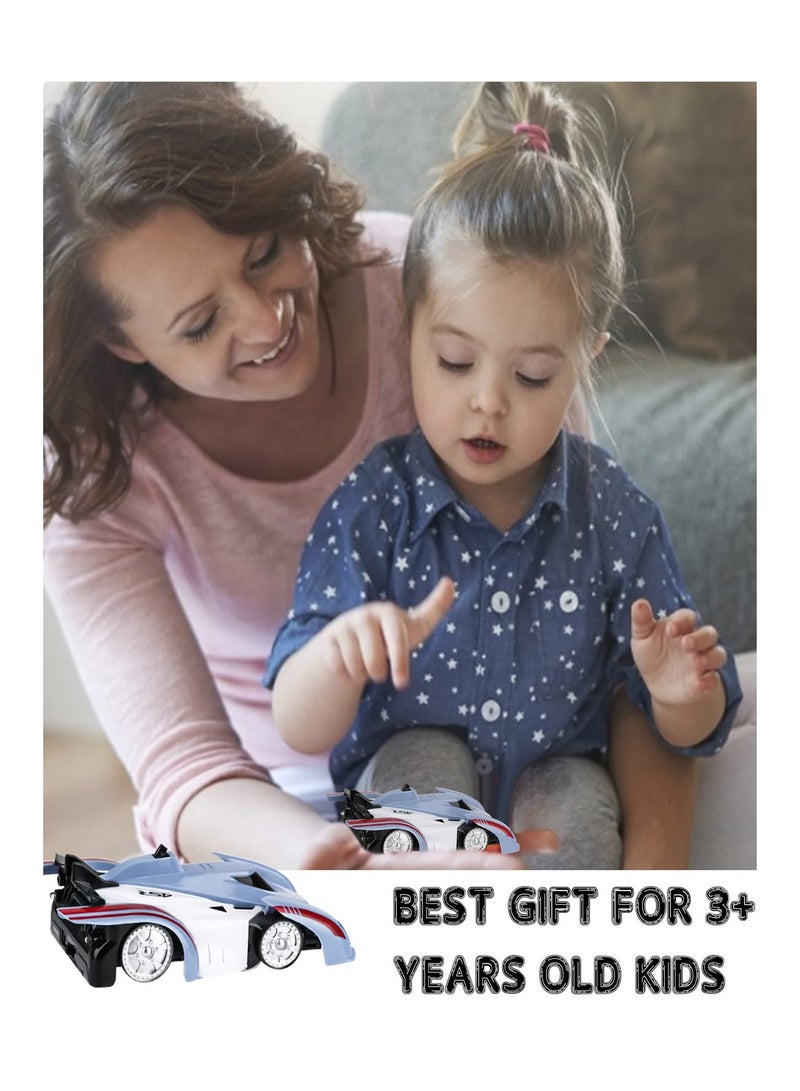 كابتن تيك Blue Wall Climbing RC Car 360 Degree Stunt Rechargeable Remote Control Toy with Headlights Perfect Gift for Boys Girls Kids - Image 5