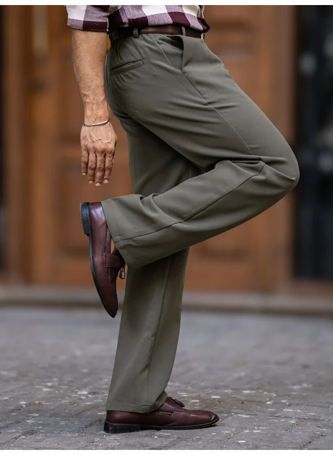 Maniac  Maniac Mens Solid Mist Green Woven Fabric Korean Trouser for Men | Best Price UAE