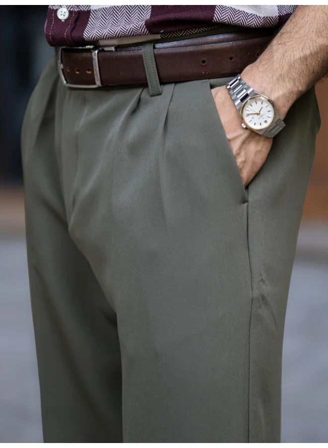 مانياك بنطلون رجالي مانياك أخضر سادة من نسيج منسوج كوري