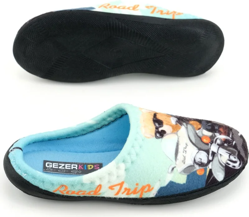 Gezer Boy Winter Design Comfortable Silent Sole Gondola Home Garden Slippers