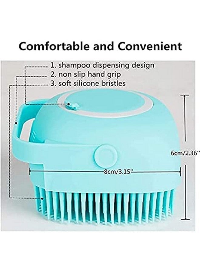 فرشاة استحمام شامبو للحيوانات الأليفة، فرشاة استحمام مطاطية لتدليك مهدئ للكلاب، موزع شامبو لفرشاة تدليك الحيوانات الأليفة، فرشاة ناعمة من السيليكون بشعيرات مطاطية للكلاب والقطط (أزرق) - Image 2