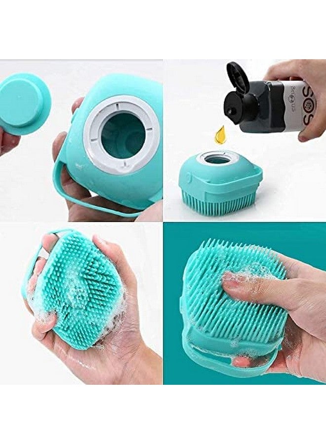 فرشاة استحمام شامبو للحيوانات الأليفة، فرشاة استحمام مطاطية لتدليك مهدئ للكلاب، موزع شامبو لفرشاة تدليك الحيوانات الأليفة، فرشاة ناعمة من السيليكون بشعيرات مطاطية للكلاب والقطط (أزرق) - Image 5