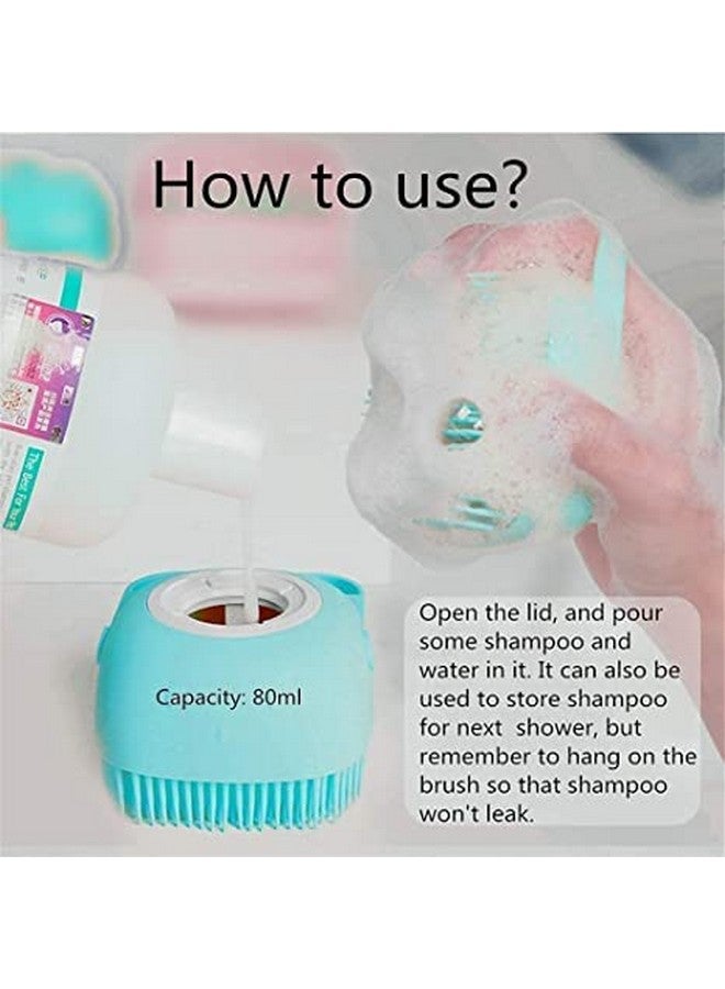 فرشاة استحمام شامبو للحيوانات الأليفة، فرشاة استحمام مطاطية لتدليك مهدئ للكلاب، موزع شامبو لفرشاة تدليك الحيوانات الأليفة، فرشاة ناعمة من السيليكون بشعيرات مطاطية للكلاب والقطط (أزرق) - Image 3